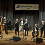 The Big Chris Barber Band in April 2013 (Nieder-Olm / Germany)
Richard Exall (clarinet and baritone & alto saxes), Amy Roberts (clarinet and alto & tenor saxes, flûte),
Jackie Flavelle (bass & bass guitar), Bert Brandsma (clarinet & tenor sax), Peter Rudeforth (trumpet),
Gregor Beck (drums), Mike Henry (trumpet & cornet), Bob Hunt (trombone & trumpet), , Chris Barber (trombone),
Joe Farler (banjo & guitar)
(photo/copyright: Klaus Muempfer) Images 2